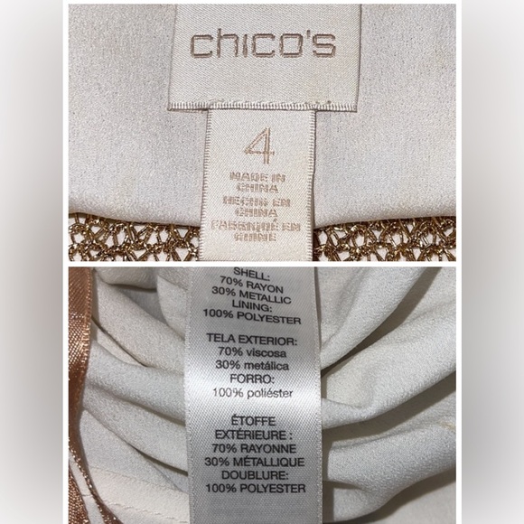 Chico’s Loose Gold Shine-Stitch Amanda Pullover with Attached Shell - Picture 15 of 16